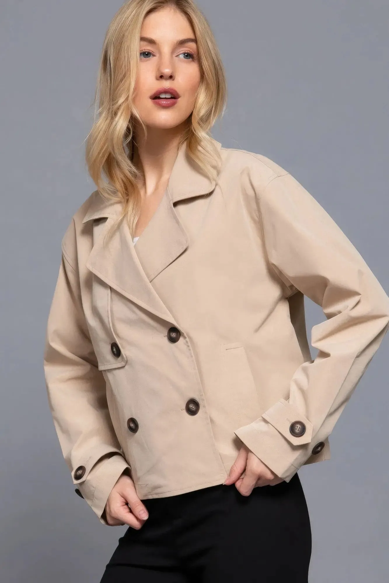 Double Breasted Short Women's Trench Jacket