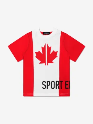 Dsquared2 Boys Maple Leaf Logo T-Shirt In Red