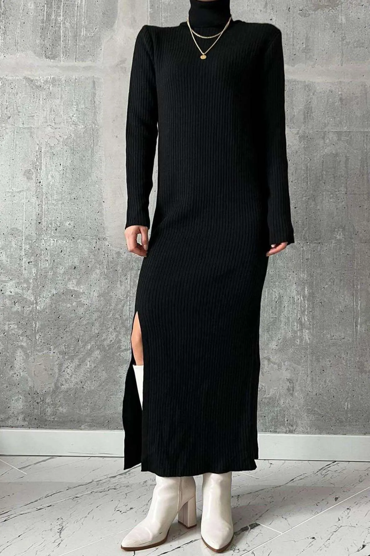 Eden Full Turtleneck Slit Dress