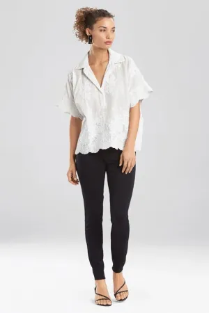 Embroidered Voile T-Shirt Top