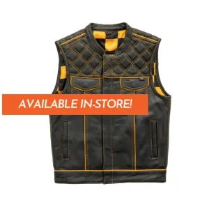 Finish Line - Gold Checker - Men's Motorcycle Leather Vest