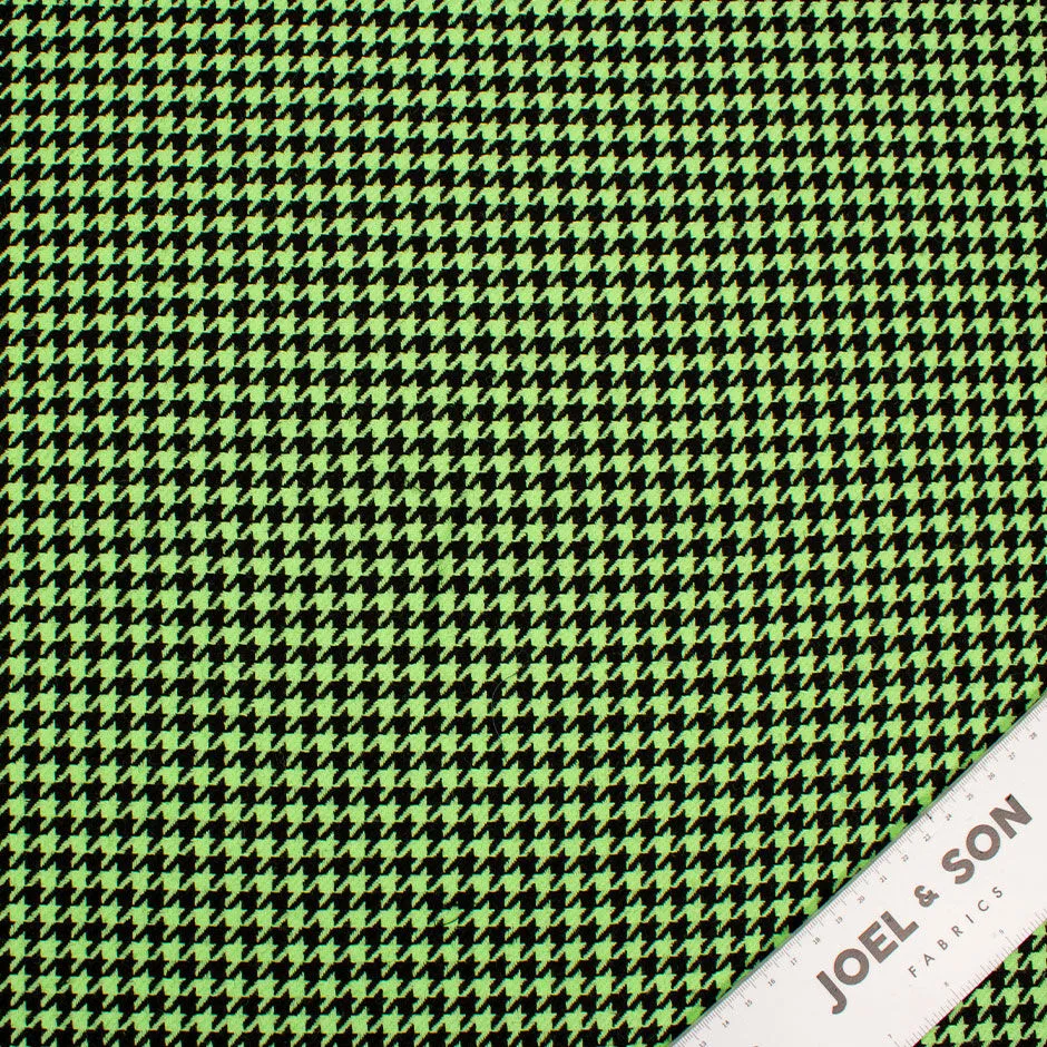 Fluorescent Green & Black Houndstooth Pure Wool