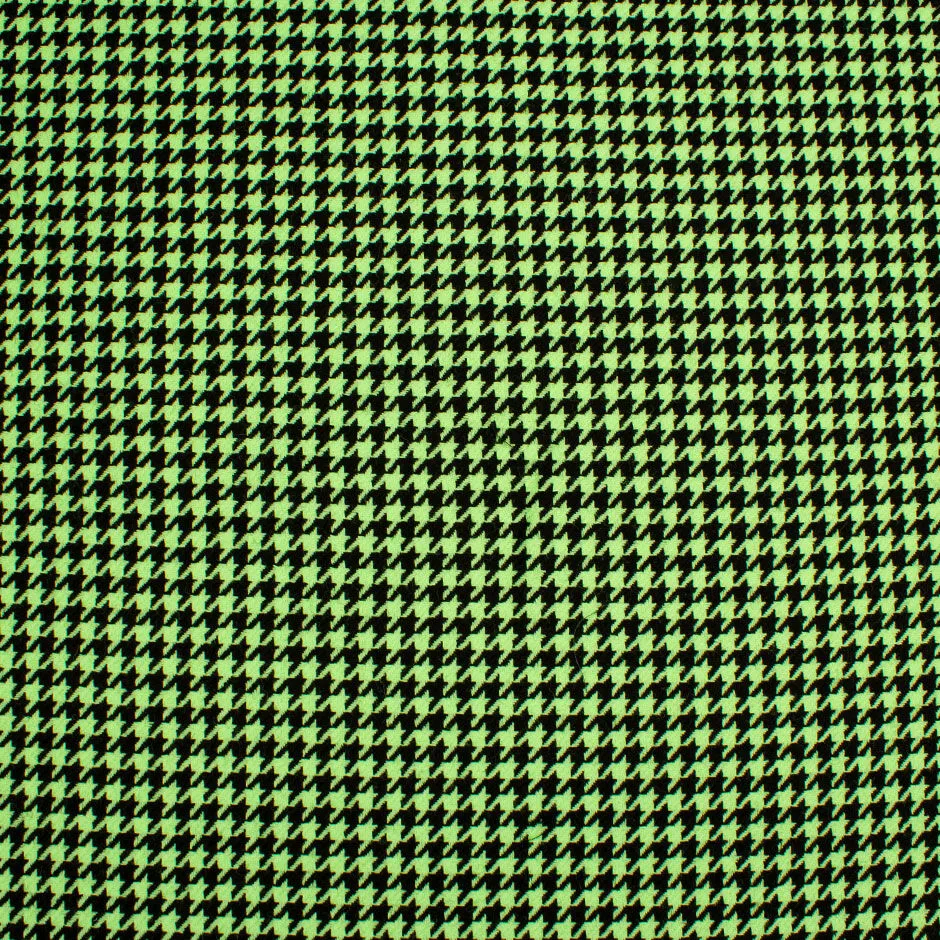 Fluorescent Green & Black Houndstooth Pure Wool