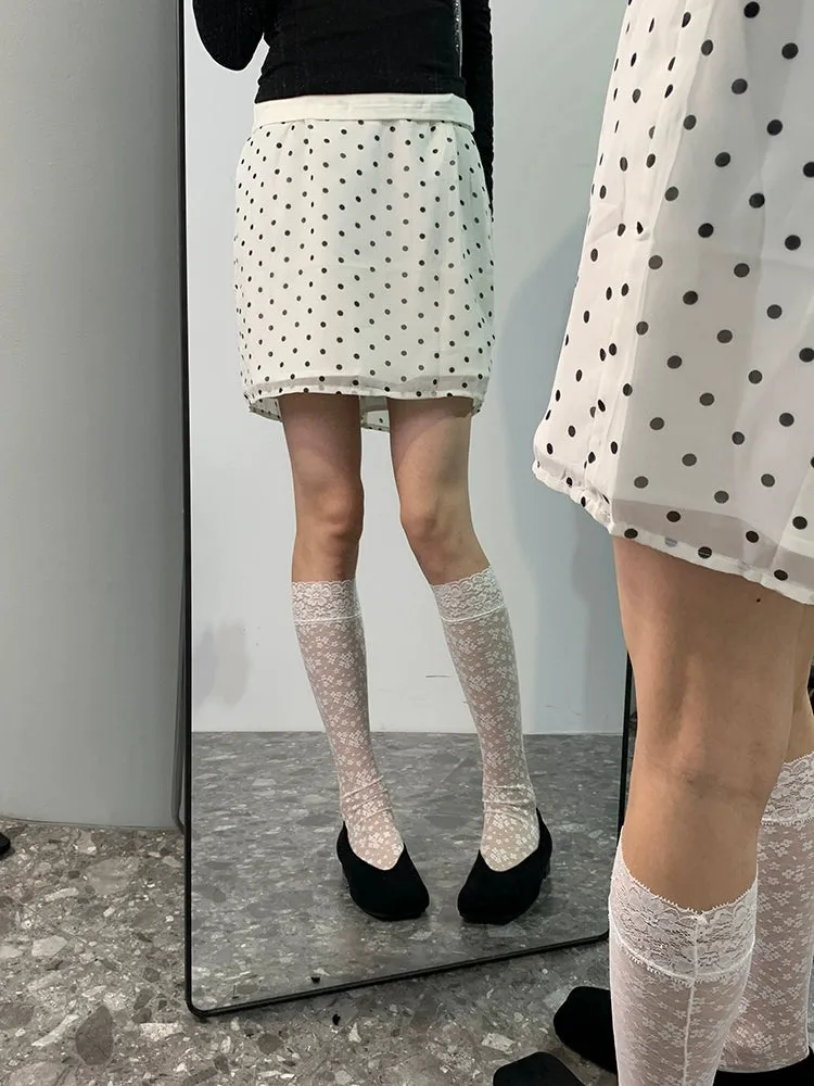 French Elegance Lace Mesh Floral Knee-High Socks