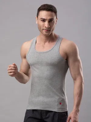 Grey 100% Cotton Vest (Round Neck)- Underjeans By Spykar