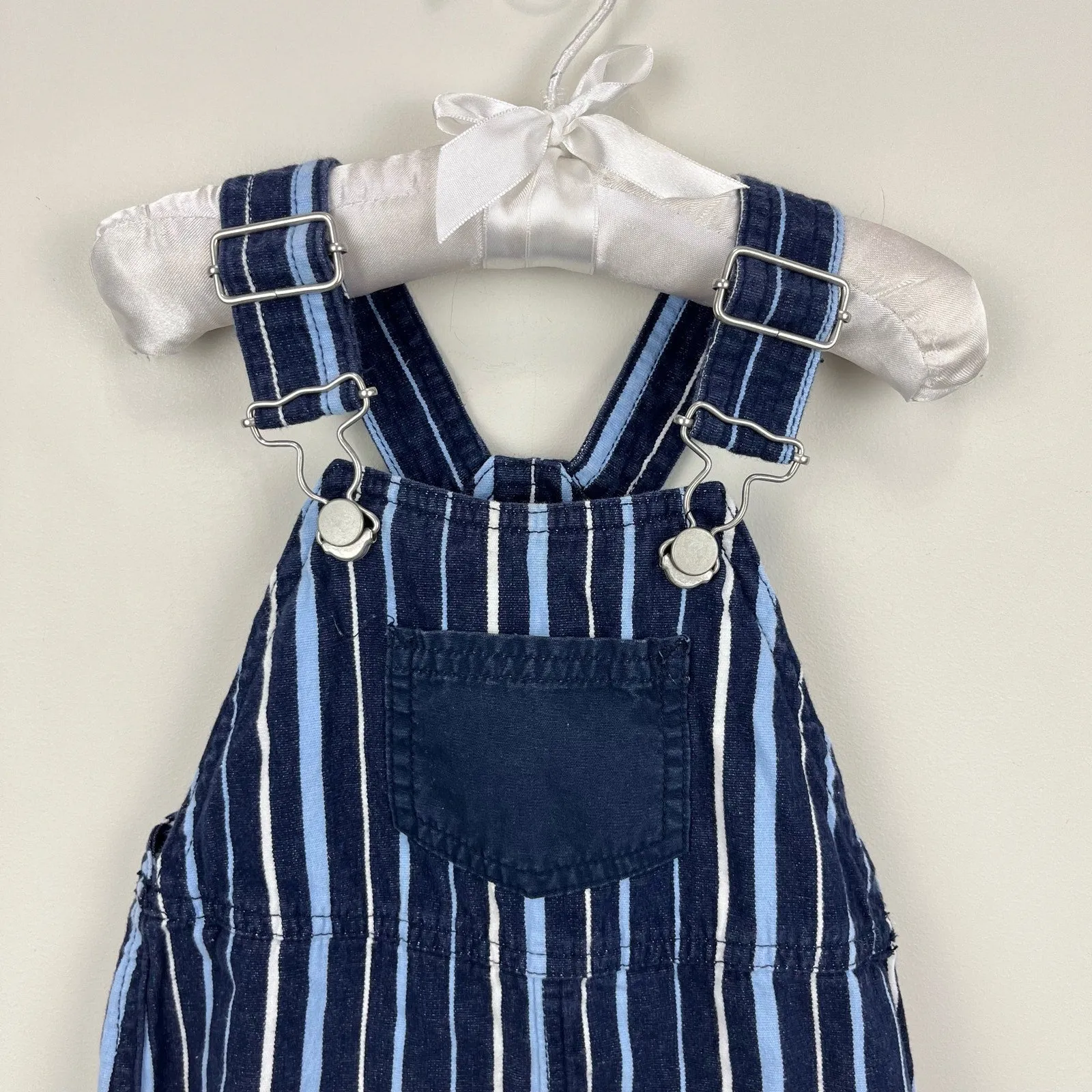 Hanna Andersson Y2K Blue Striped Shortalls 70 cm 6-12 Months