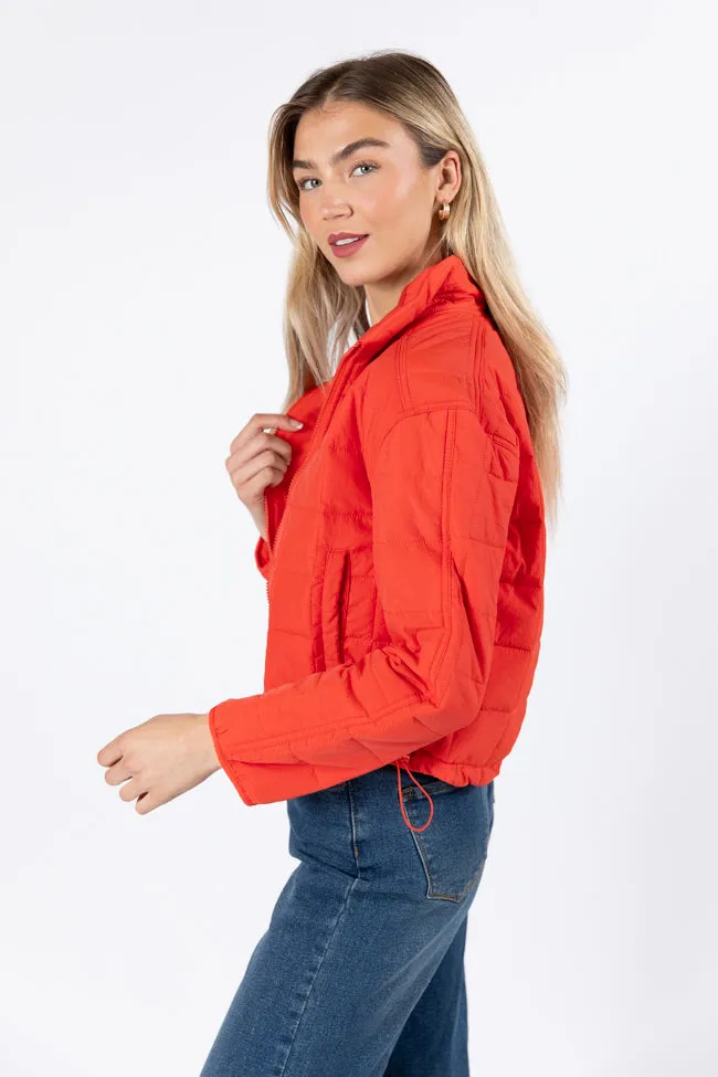 Heating Up Tomato Lightweight Puffer Jacket SALE