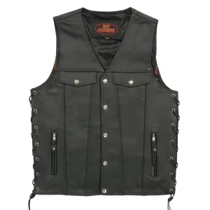 Hot Leathers VSM1038 Men’s Black 'Conceal and Carry' Leather Vest with Side Lace