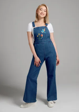 Humming Along Embroidered Overalls