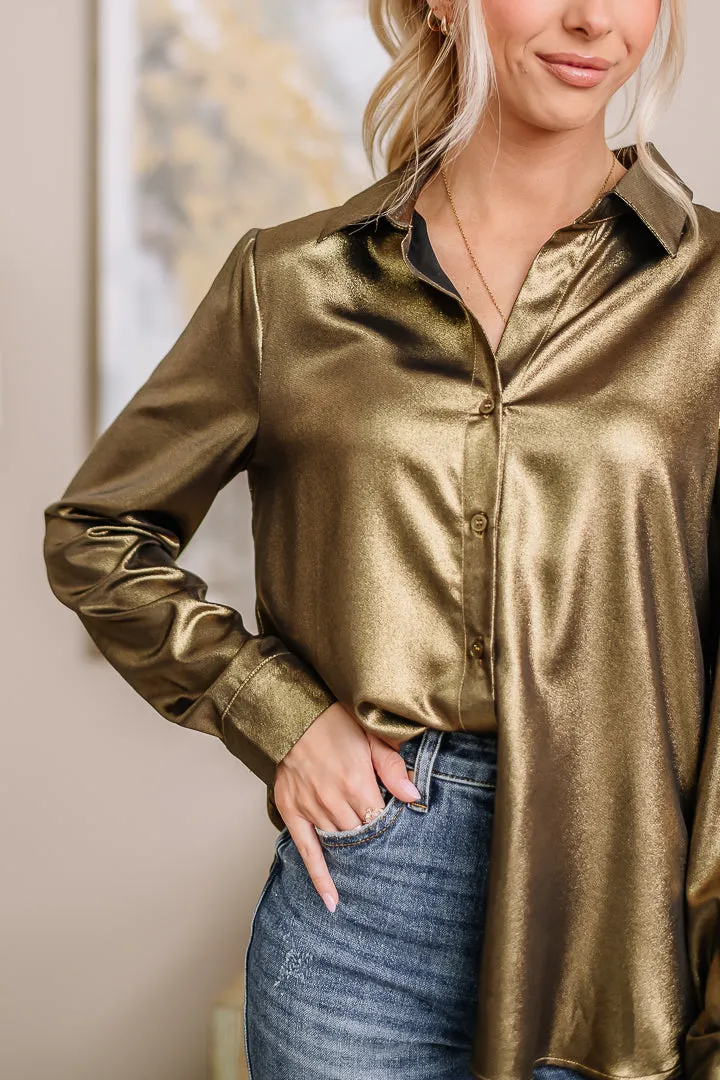 In This World Metallic Top | Gold