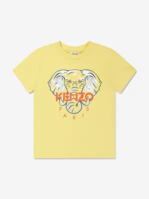 KENZO Boys Organic Cotton Elephant T-Shirt in Yellow