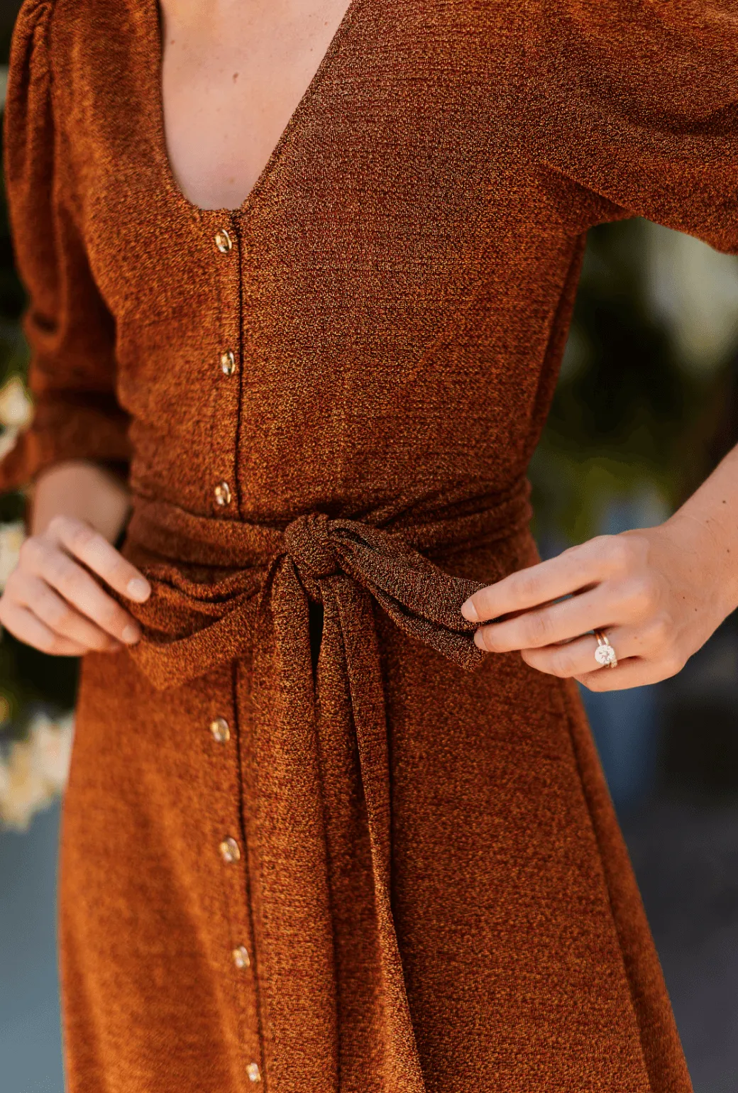 Long Sleeve Day Gown - MIDI - Rust Shimmer