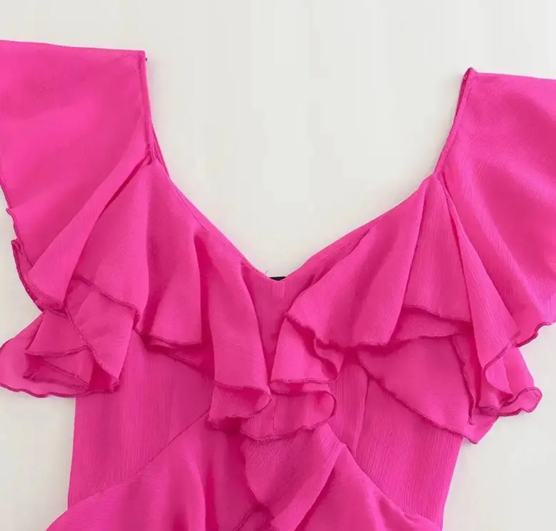 Magenta Ruffle Dress