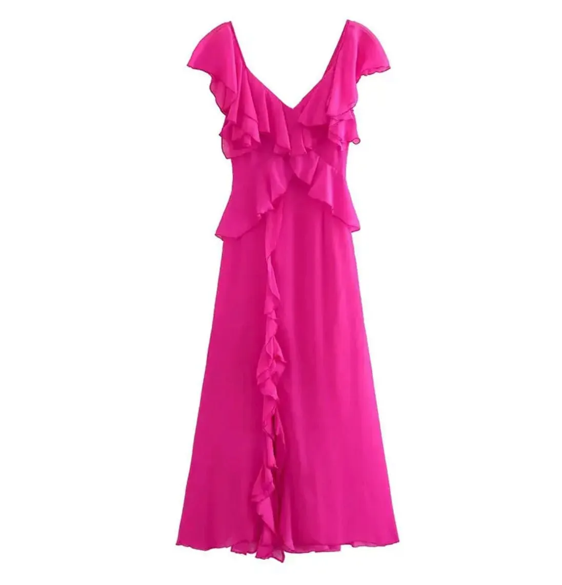 Magenta Ruffle Dress