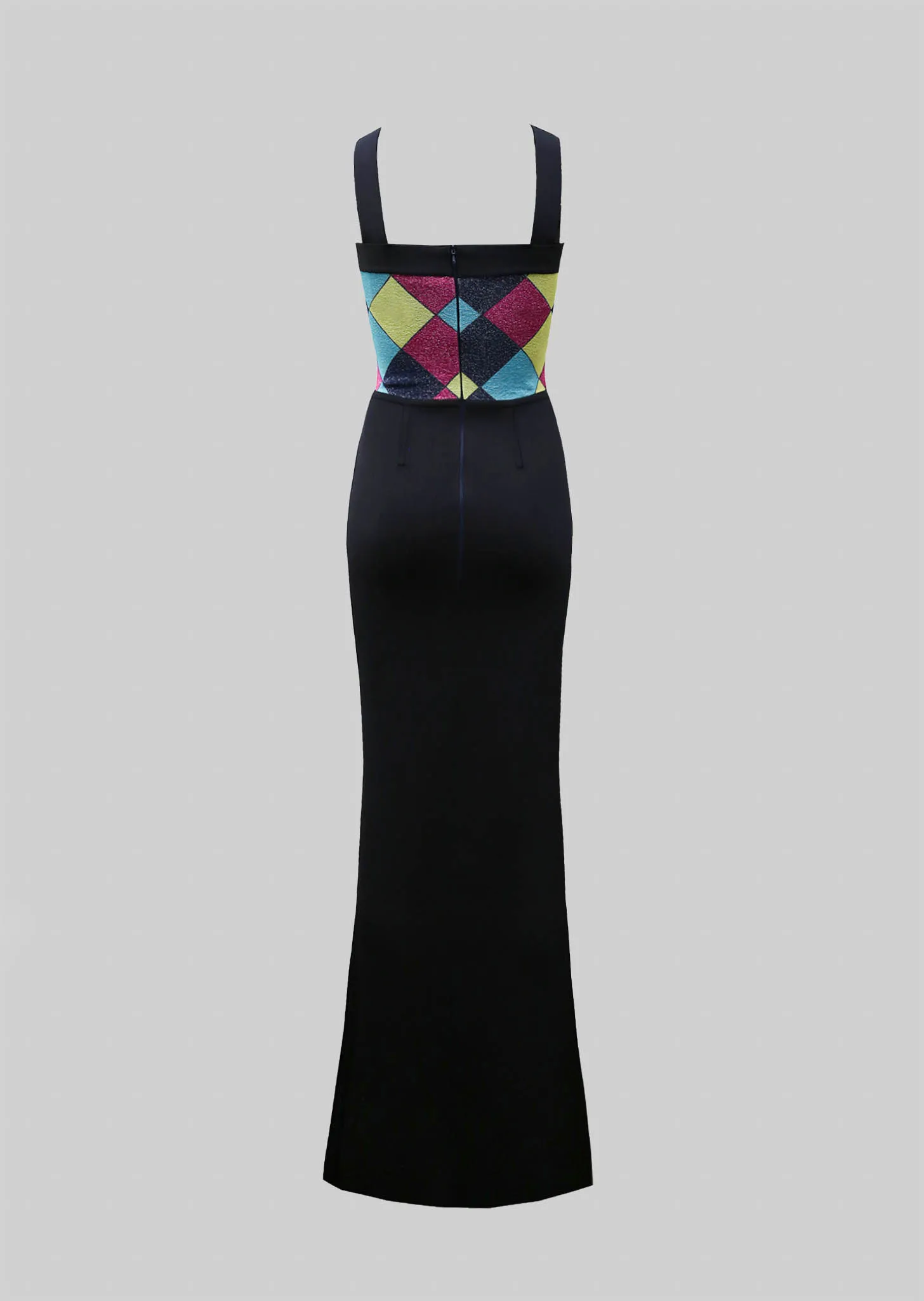 Magnolia - Formal Evening Gown with Metallic Harlequin Design