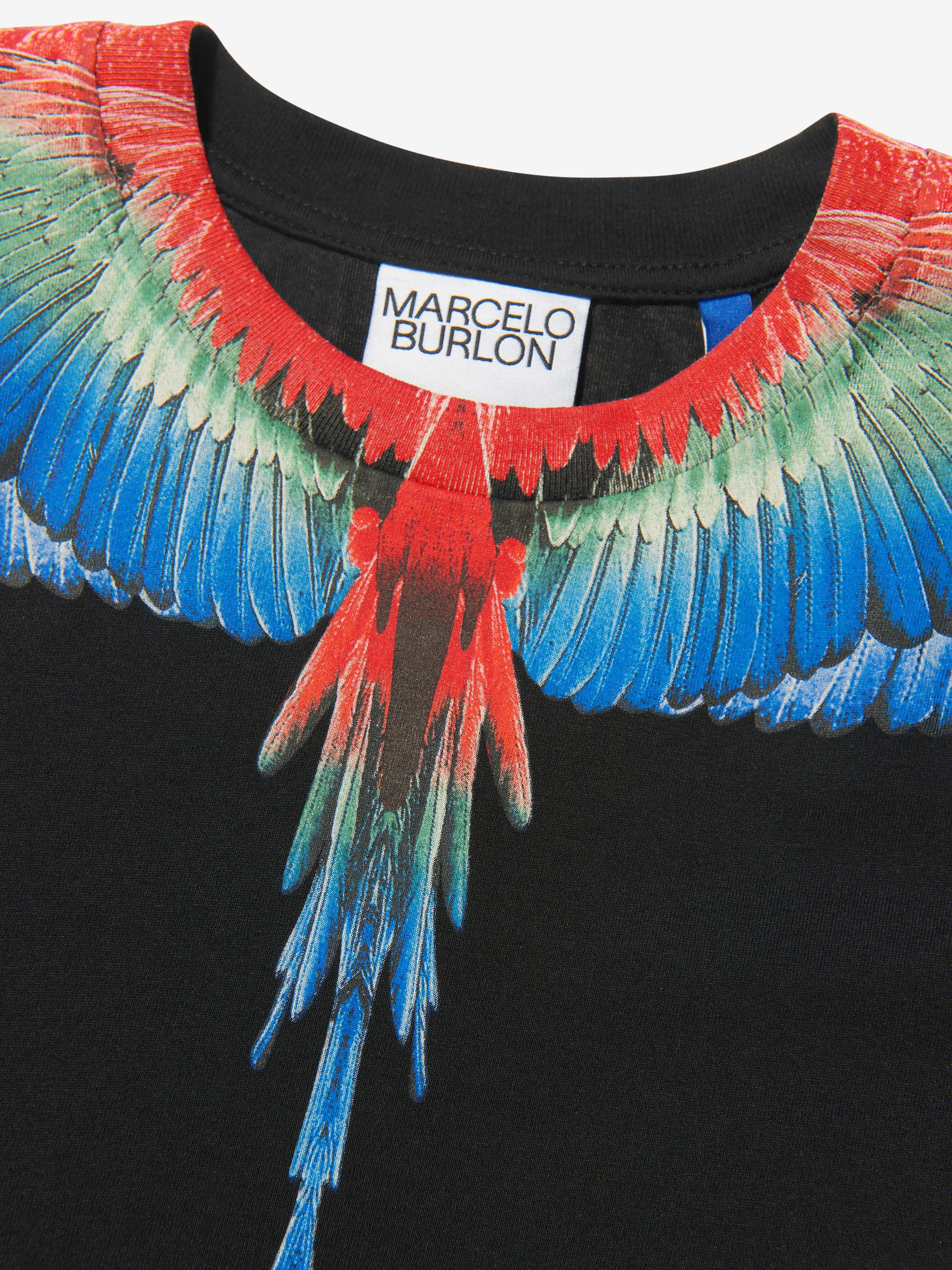 Marcelo Burlon Boys Cotton Short Sleeve Wings T-Shirt