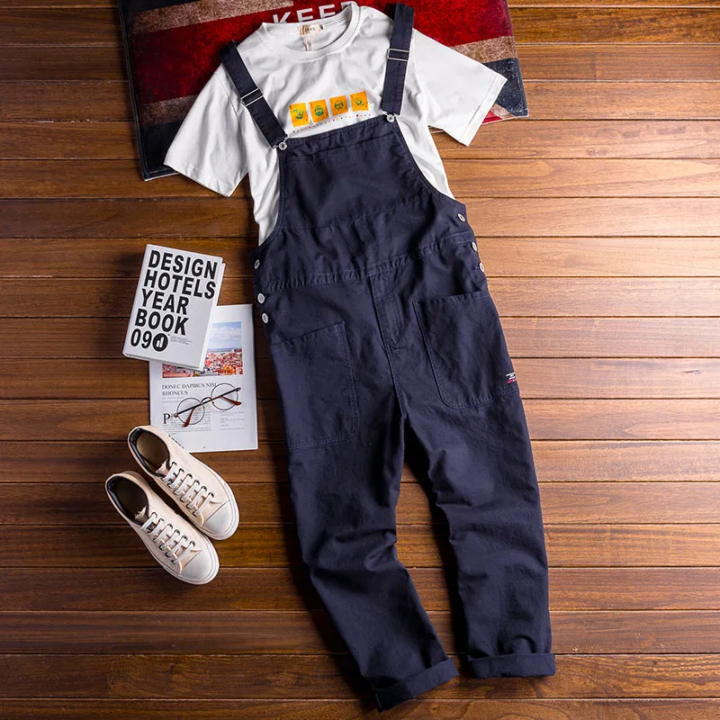 Men's American Retro Casual  Vintage Loose Jumpsuit Bib Overalls