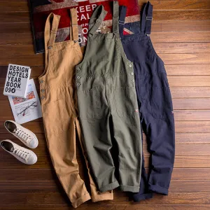 Men's American Retro Casual  Vintage Loose Jumpsuit Bib Overalls