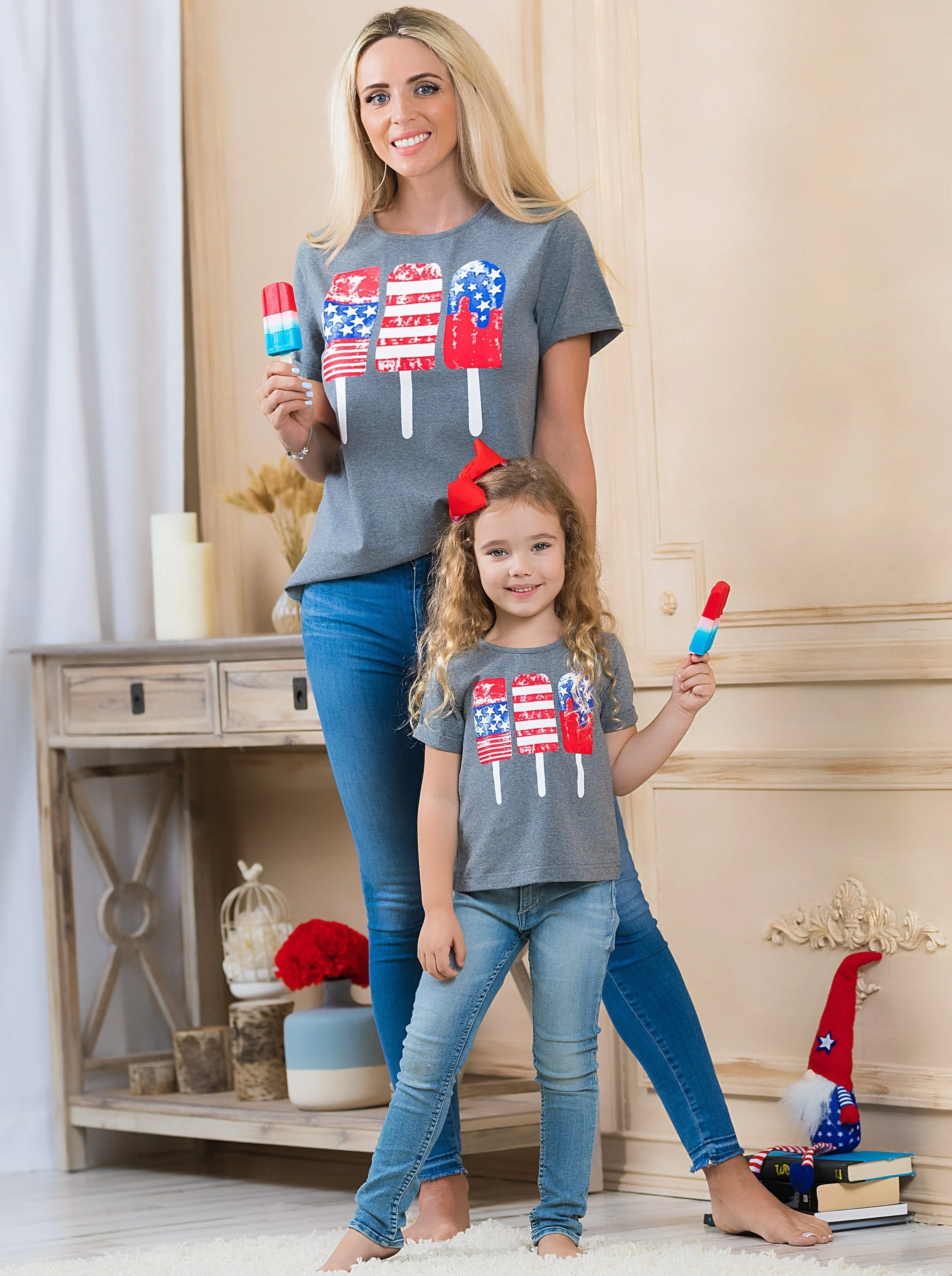 Mommy and Me Patriotic Popsicle Top