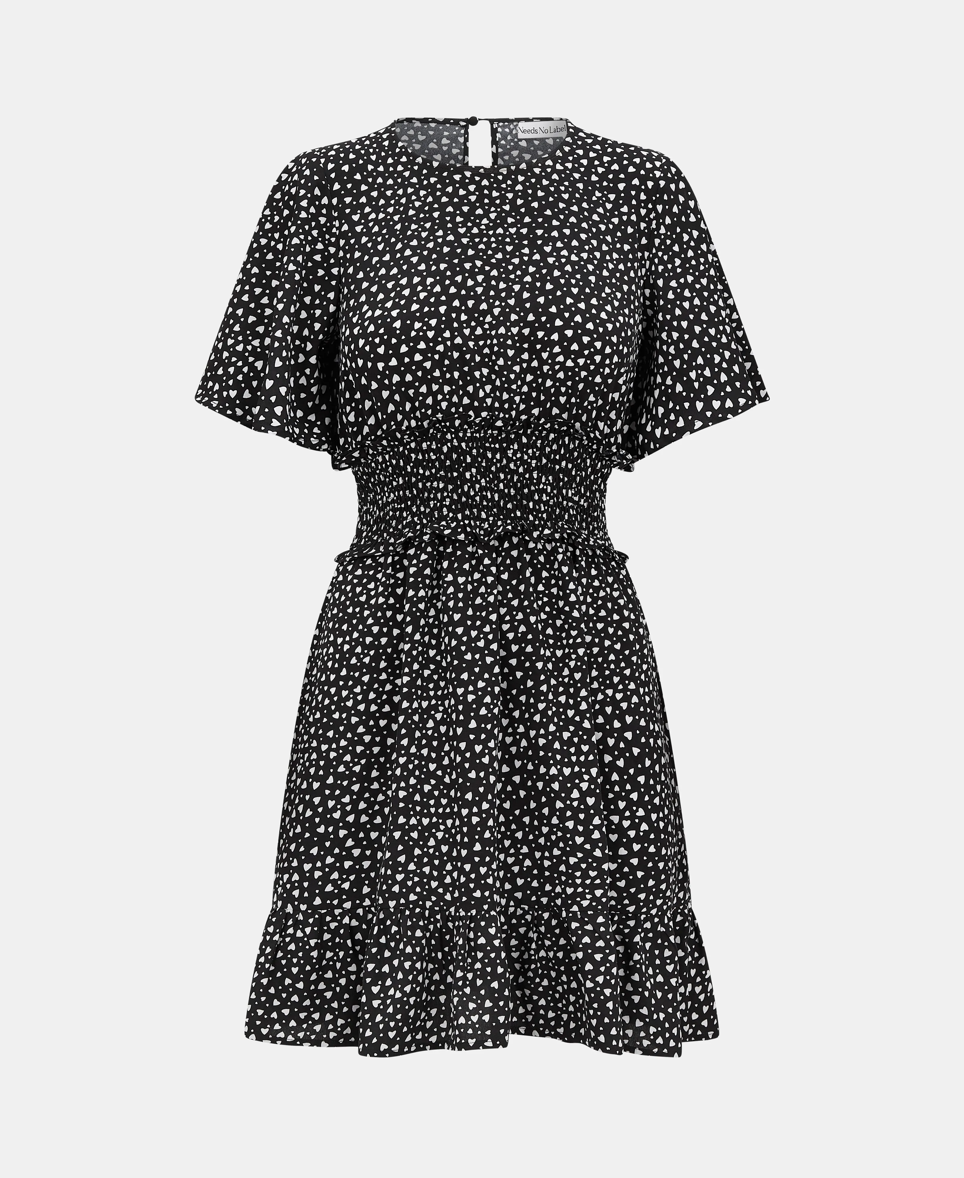 Mono Heart Shirred Waist Mini Dress