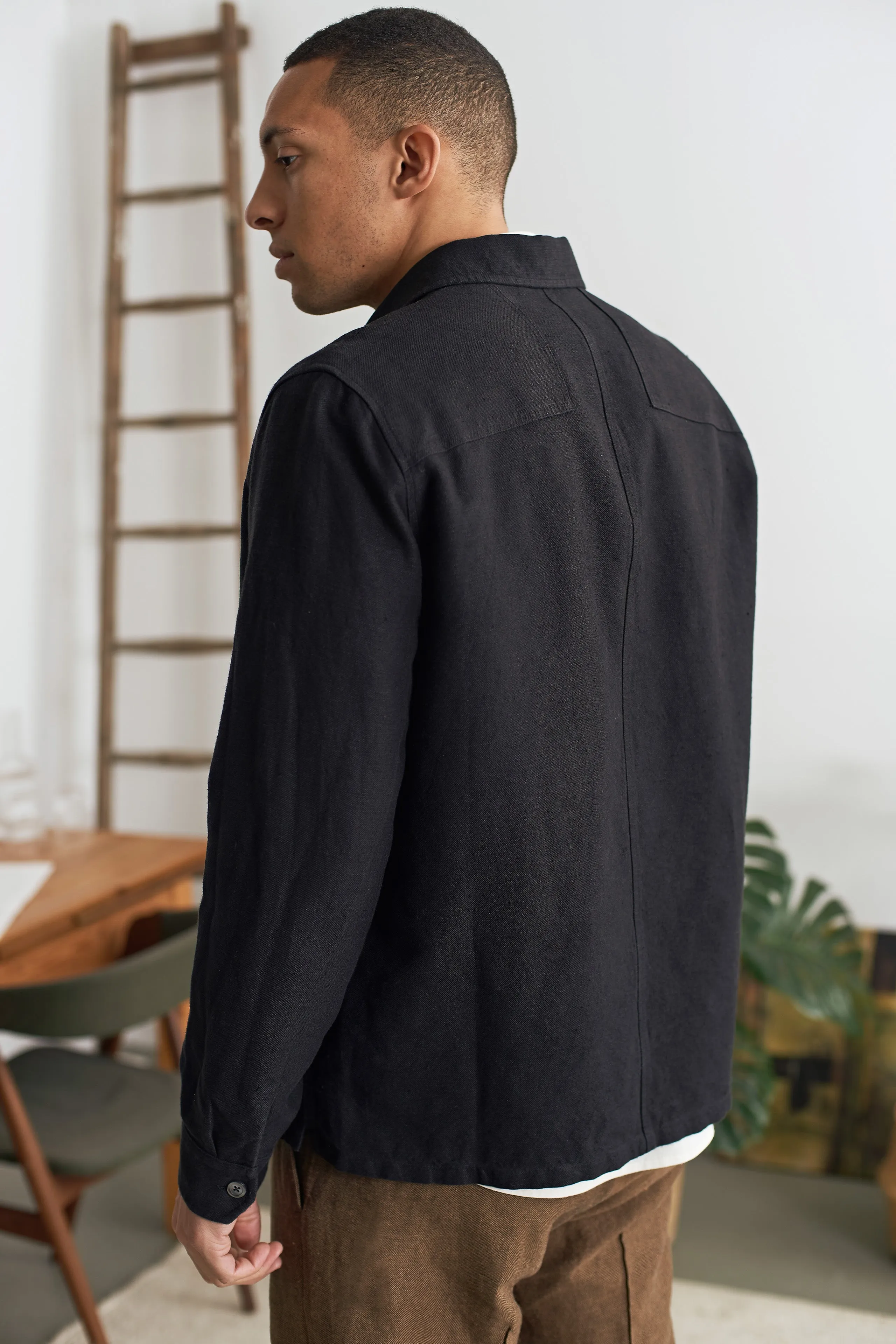 OWE overshirt winter linen black