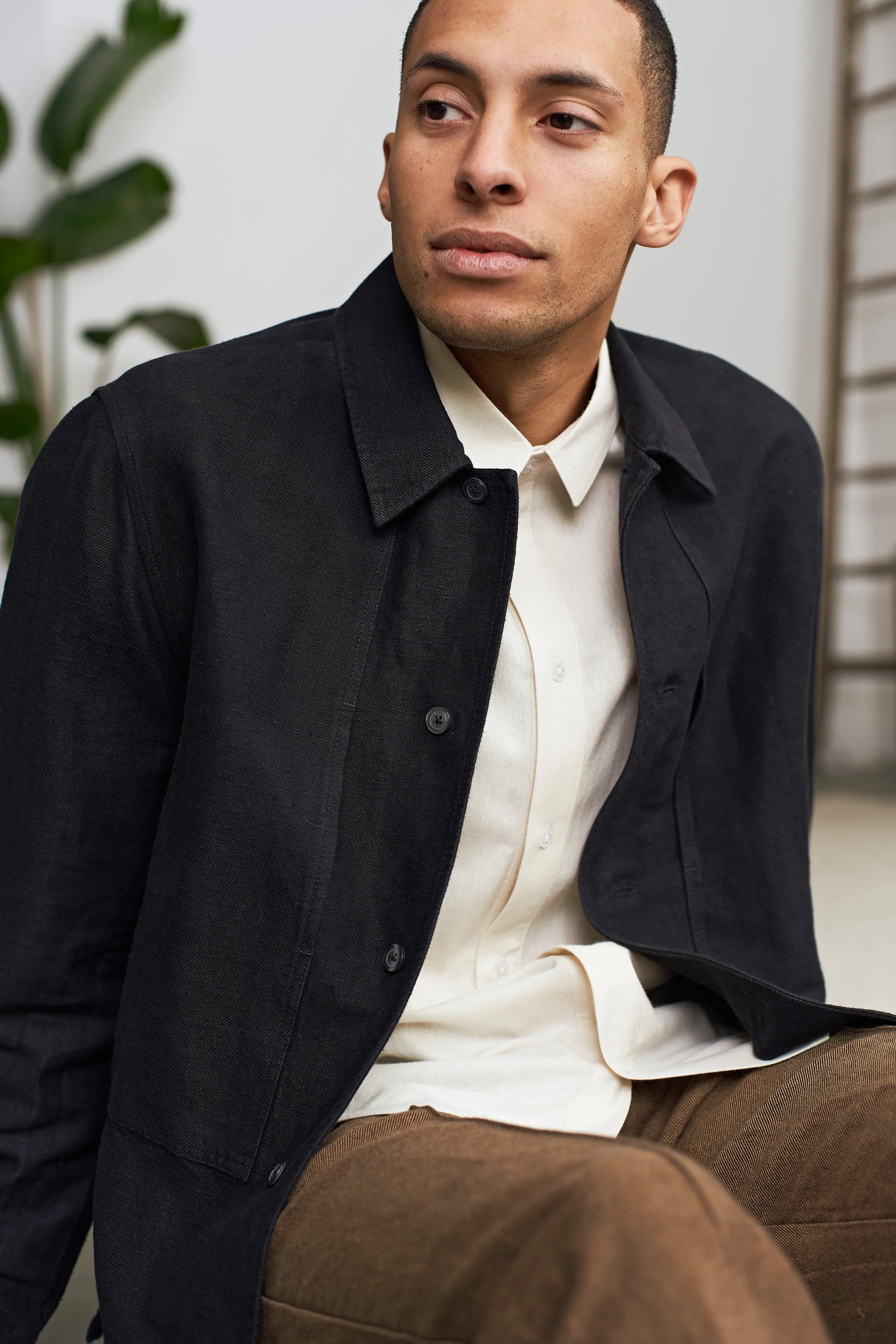 OWE overshirt winter linen black