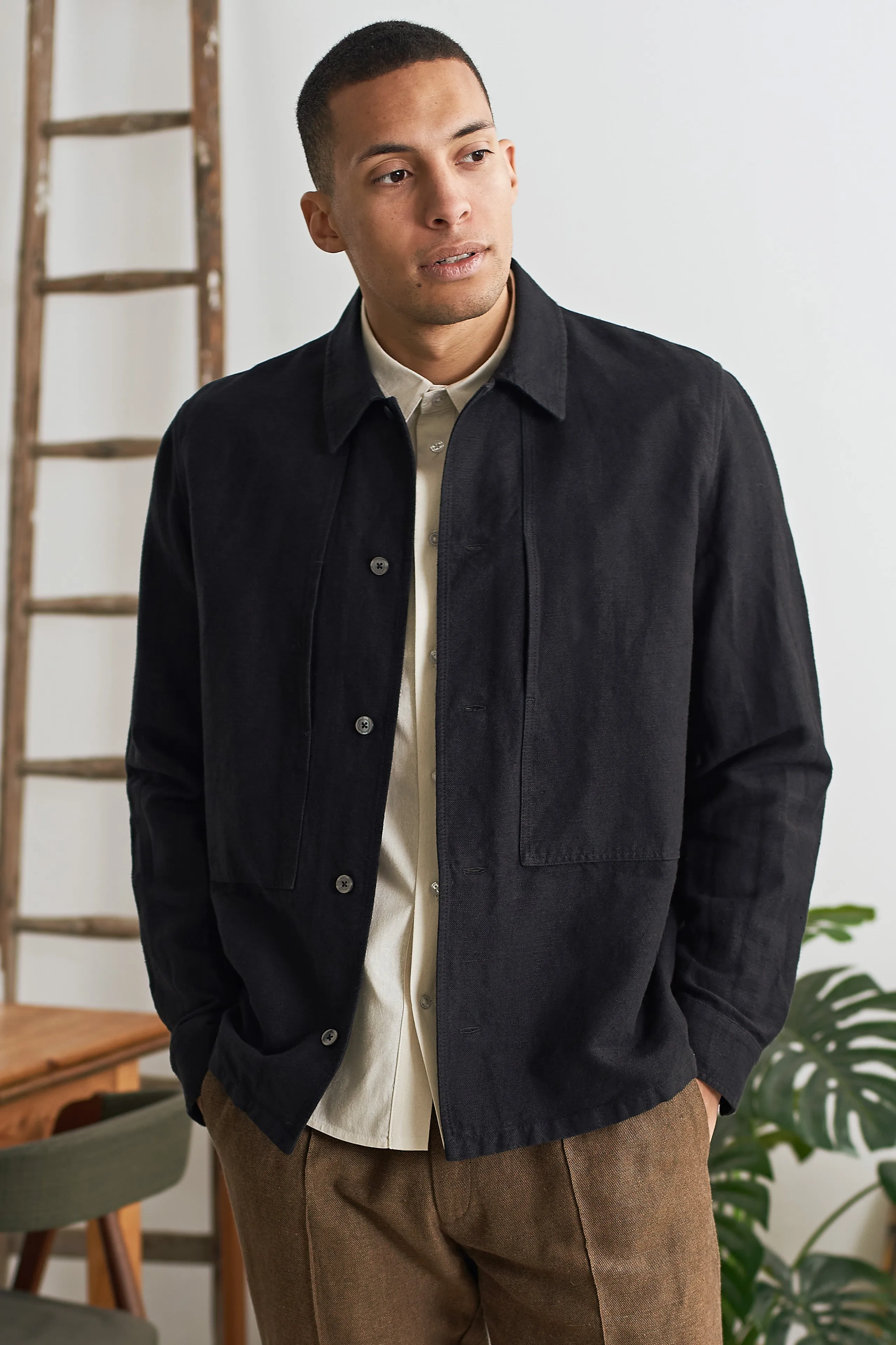 OWE overshirt winter linen black