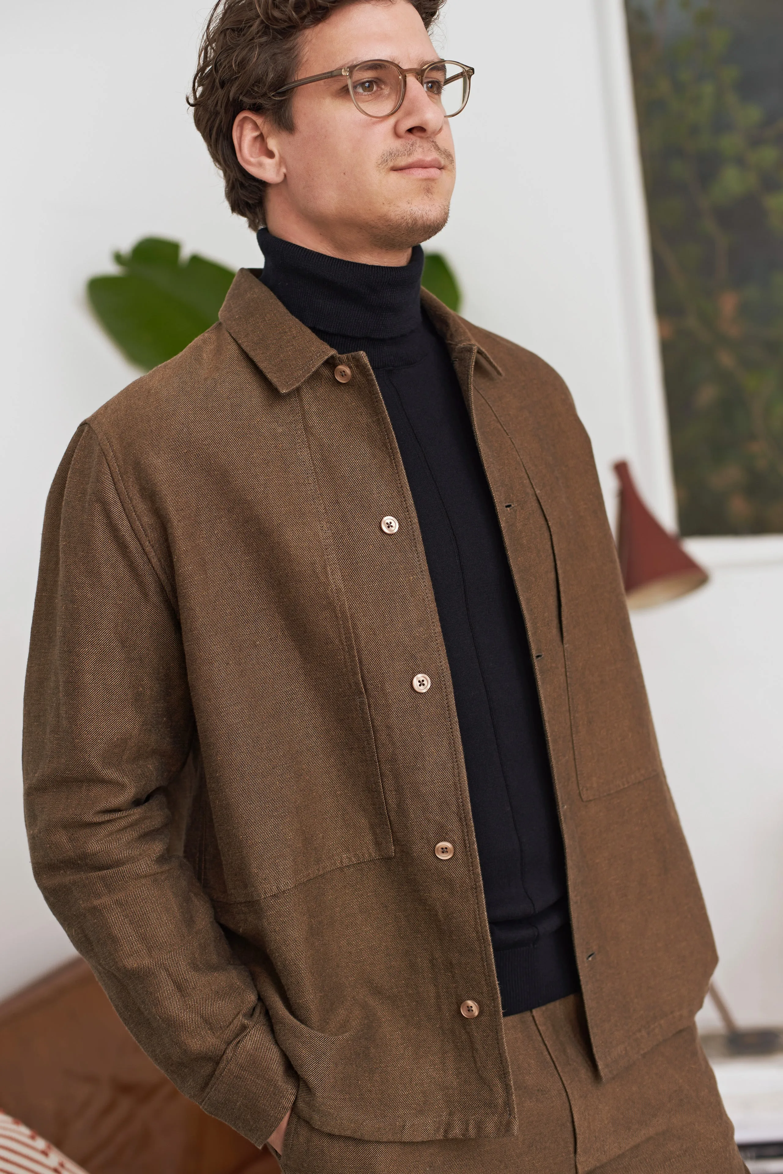 OWE overshirt winter linen camel