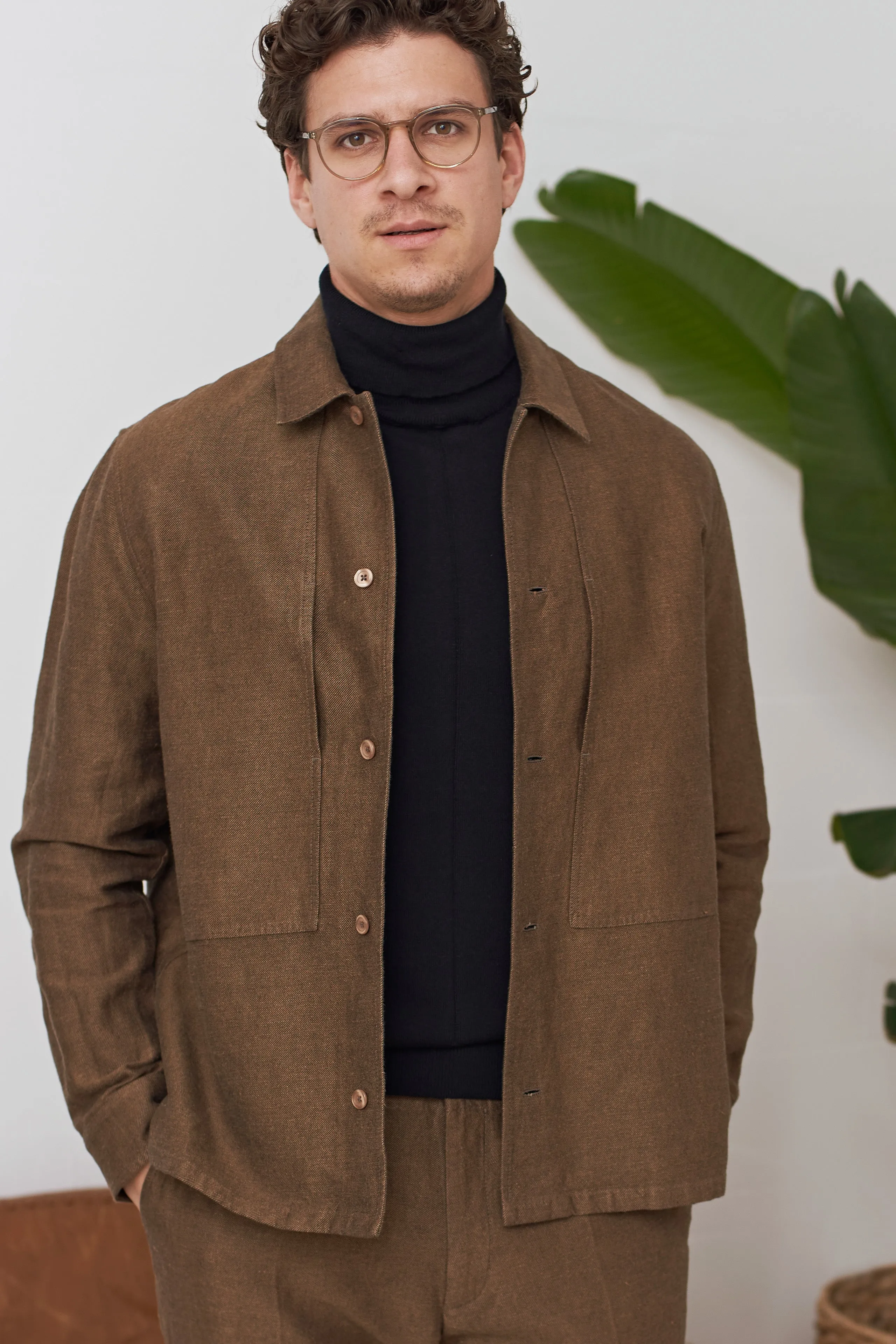 OWE overshirt winter linen camel