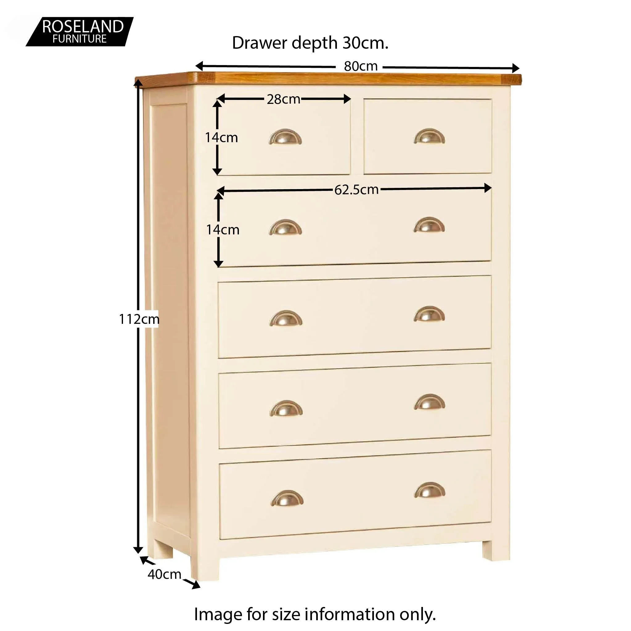 Padstow Cream 2 over 4 Drawer Chest