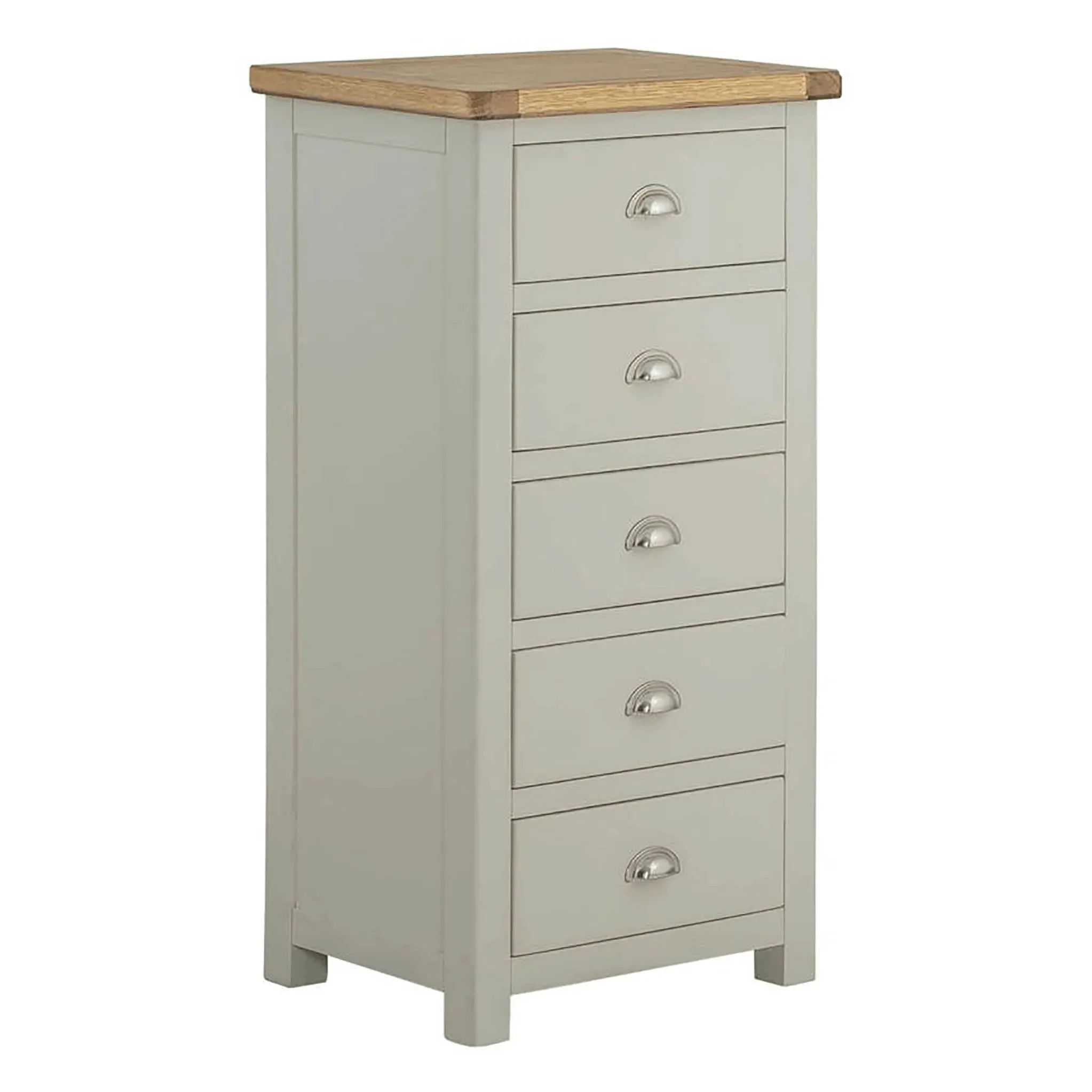 Padstow Grey 5 Drawer Tallboy Chest