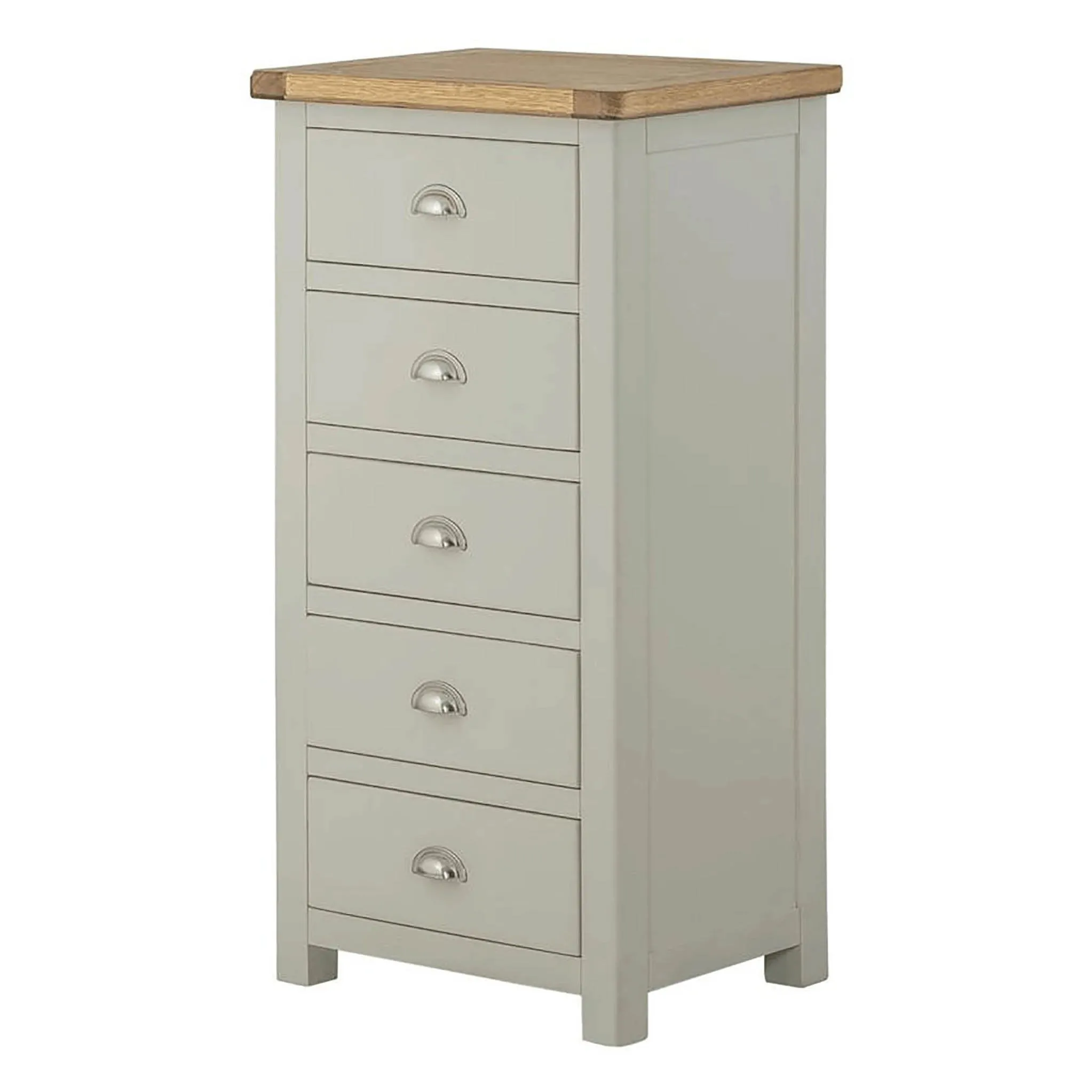 Padstow Grey 5 Drawer Tallboy Chest