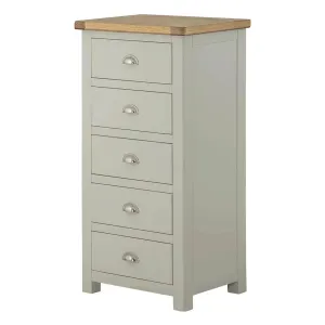 Padstow Grey 5 Drawer Tallboy Chest