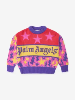 Palm Angels Girls Stars Thunderbolt Knit Jumper in Multicolour