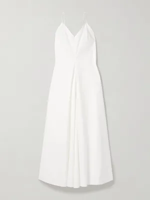 Pleated cotton-poplin midi dress