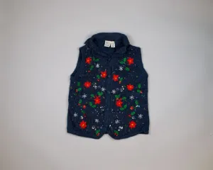 Poinsettias And Snowflakes-Small Christmas Sweater