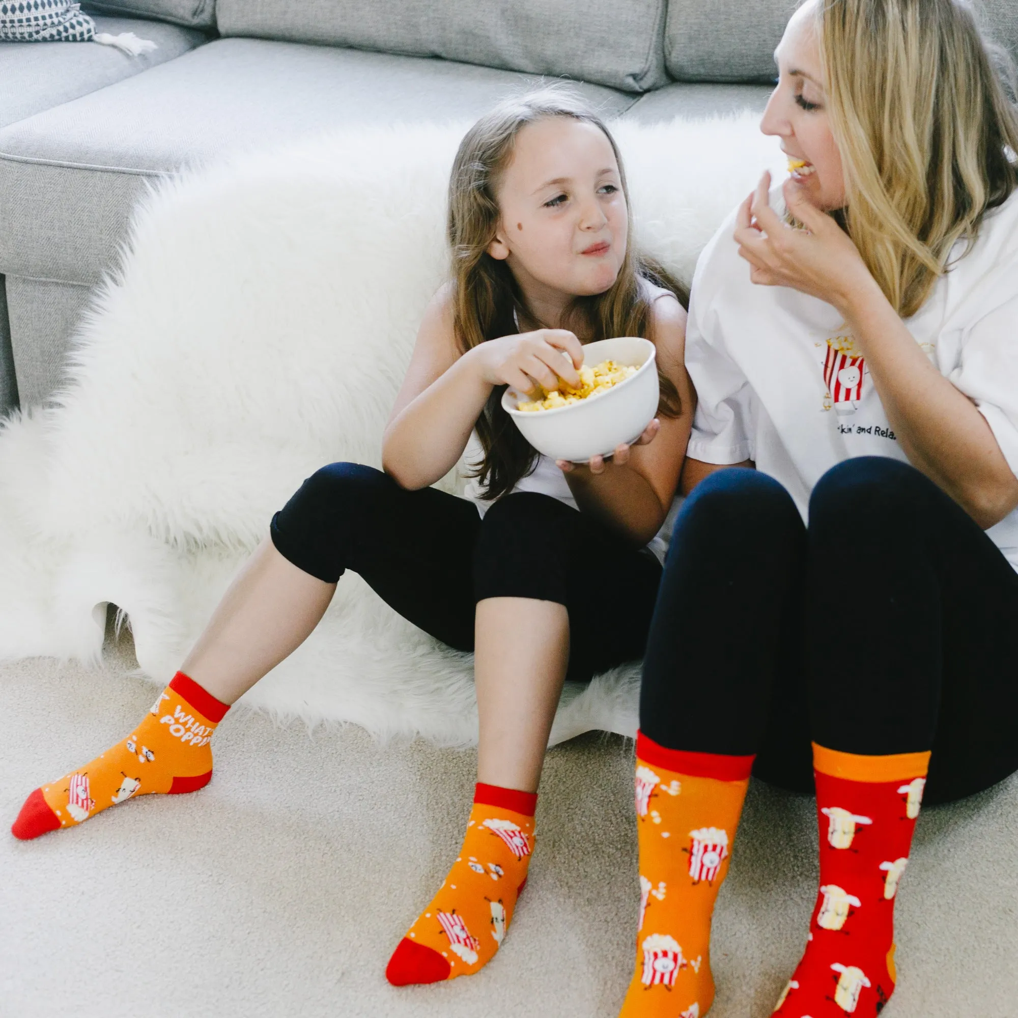 Popcorn M/L Youth Cotton Blend Crew Socks