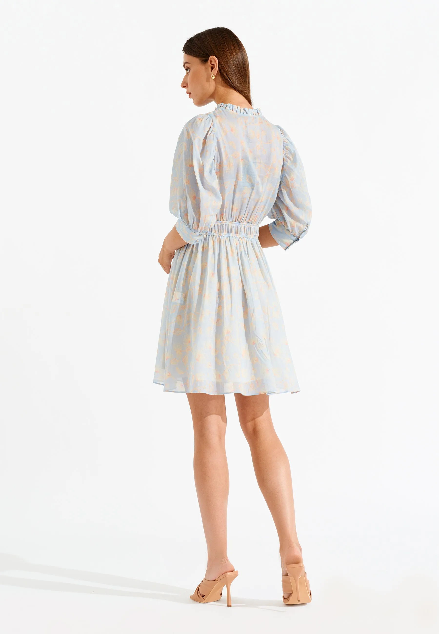 Puff Sleeve Elastic Waist Dress