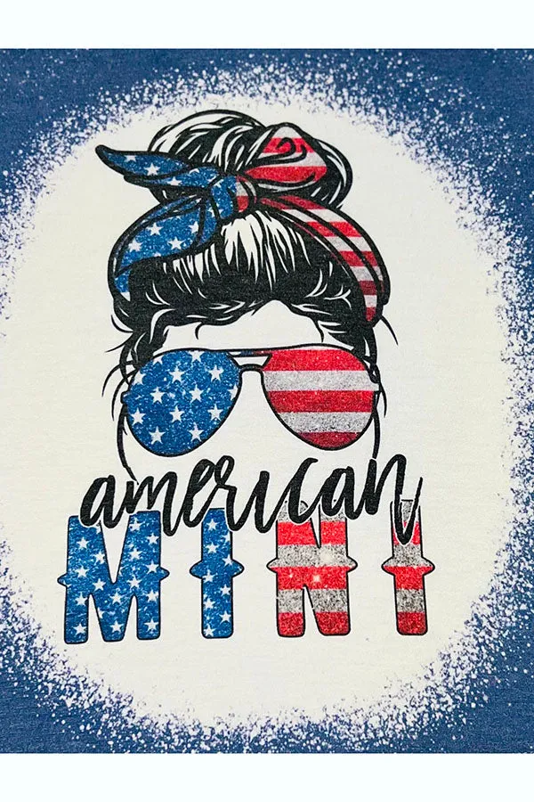 "AMERICAN MINI" patriotic girl bleached t-shirt DLH1224-04