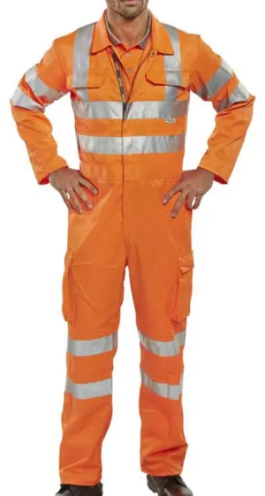 Railway Spec Hi Vis Coverall With Cargo Pockets & Teflon Coating Beeswift Rsc-RIS 3279