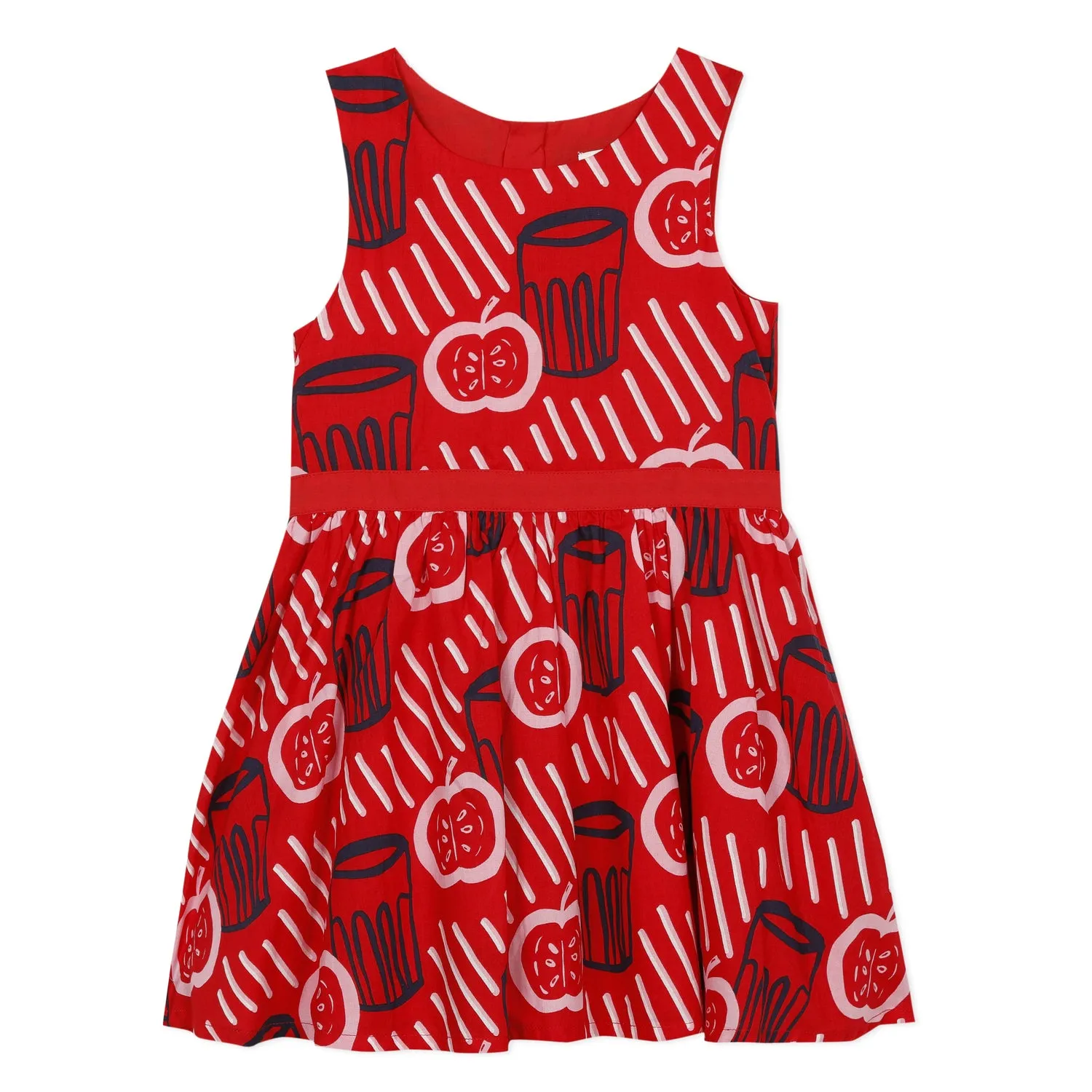 Red printed sleeveless dress