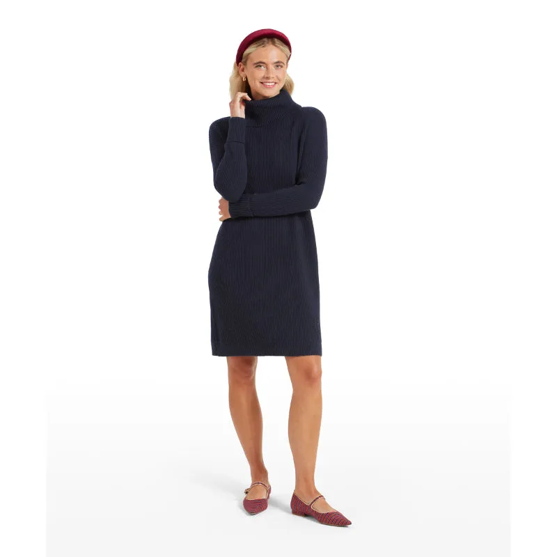 Schoffel Filey Merino Mix Roll Neck Ladies Dress - Navy