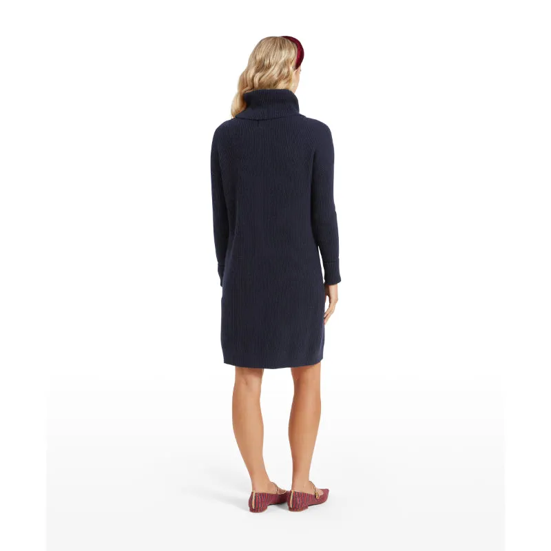 Schoffel Filey Merino Mix Roll Neck Ladies Dress - Navy