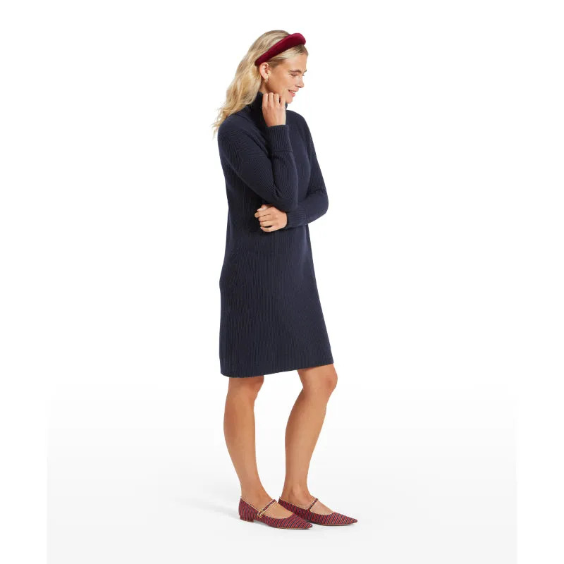 Schoffel Filey Merino Mix Roll Neck Ladies Dress - Navy