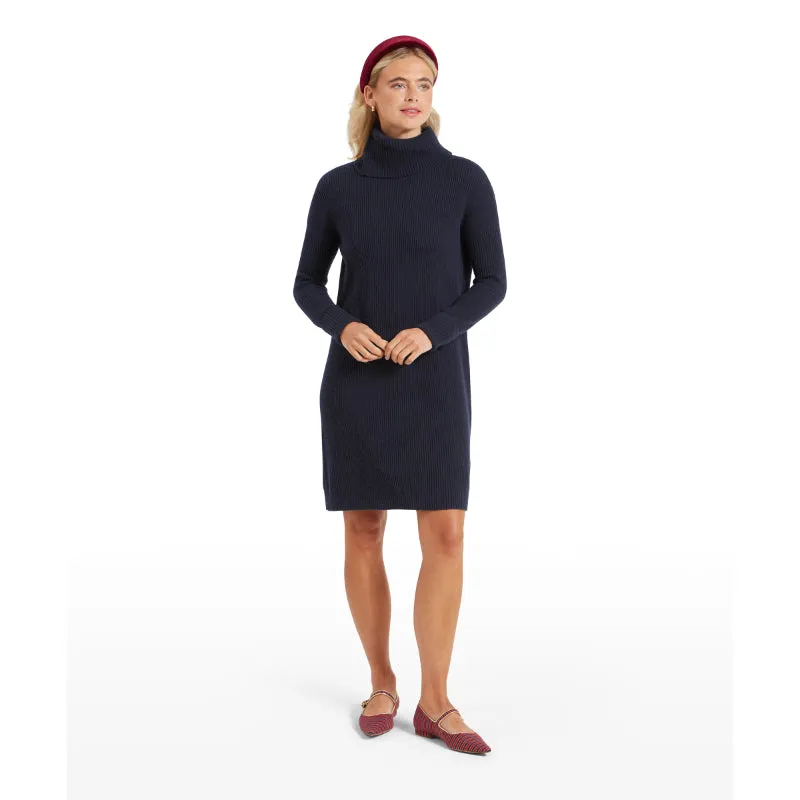 Schoffel Filey Merino Mix Roll Neck Ladies Dress - Navy