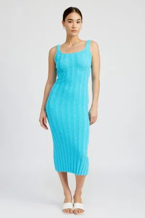 SCOOP NECK RIBBED MIDI DRESS