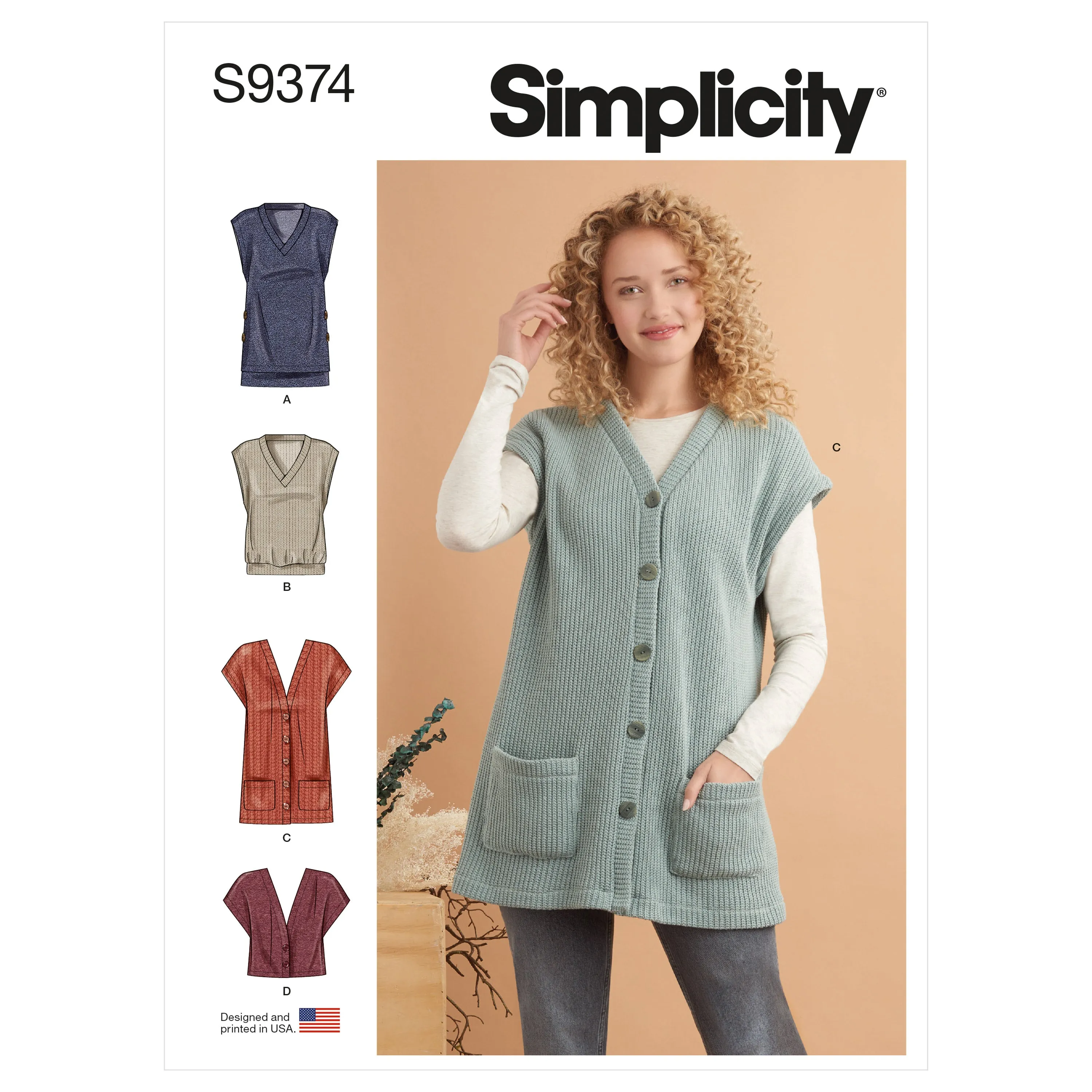 Simplicity Sewing Pattern S9374 Misses' Knit Waistcoats