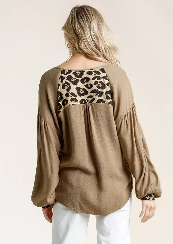 Tan Leopard Print Long Sleeve Top