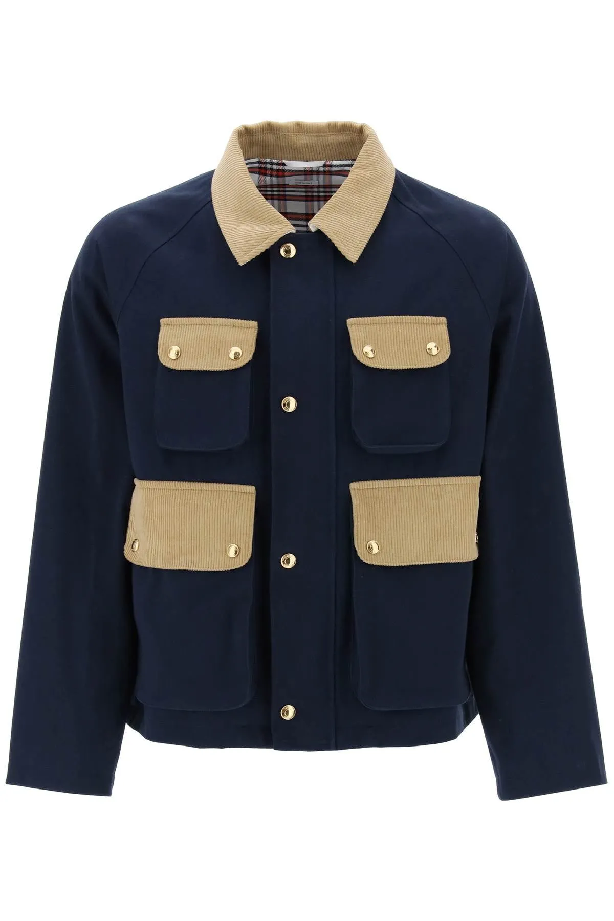 Thom browne field jacket in cotton gabardine and corduroy