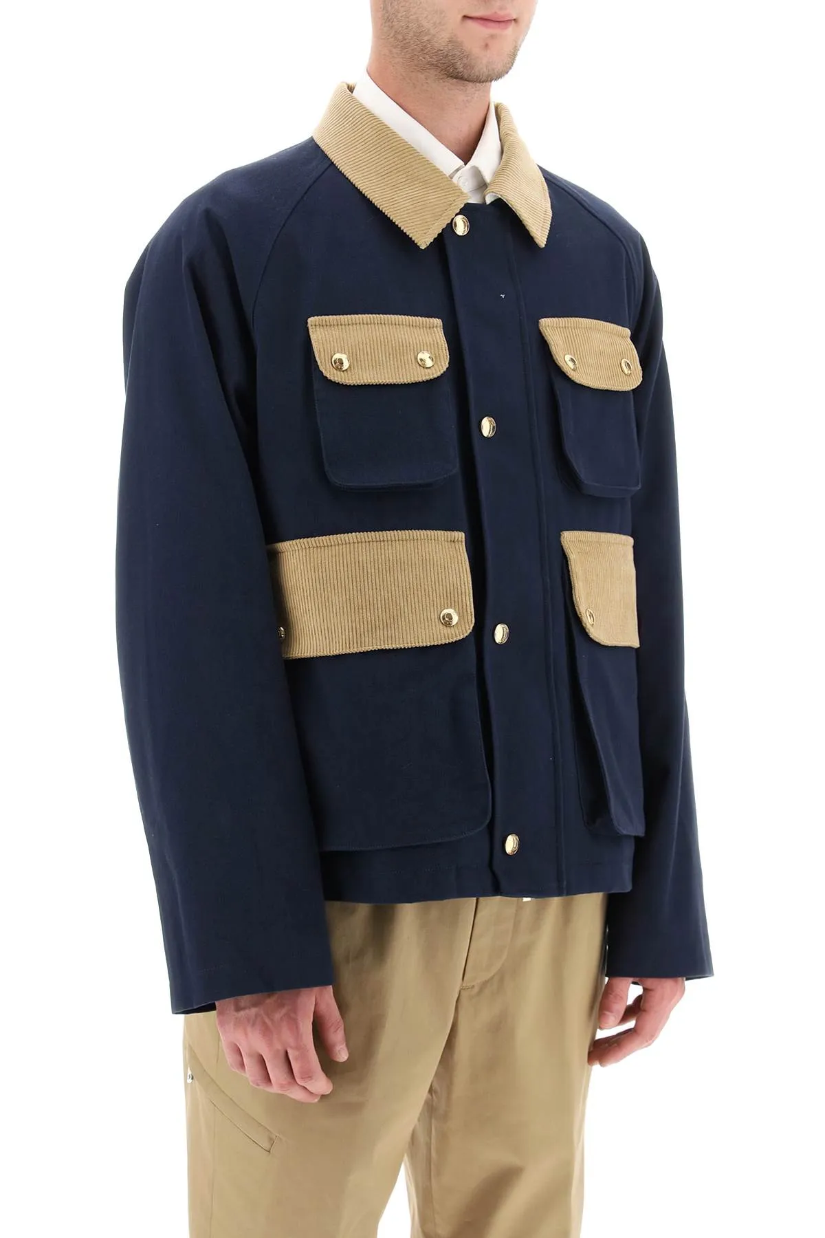 Thom browne field jacket in cotton gabardine and corduroy